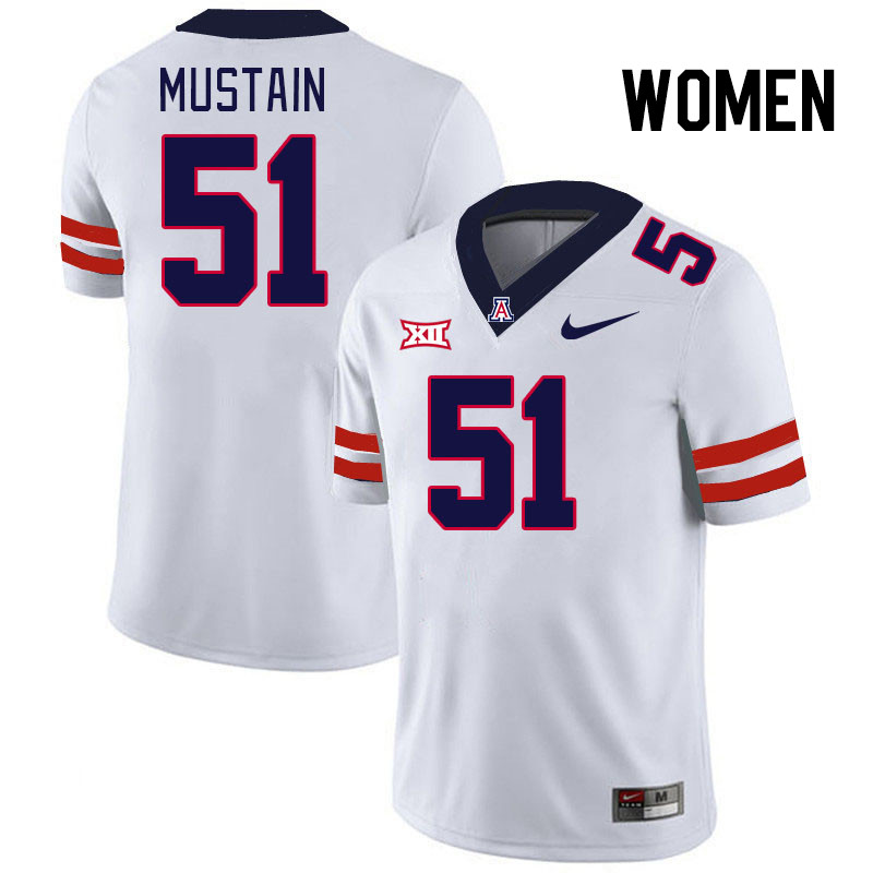 Women #51 Tyler Mustain Arizona Wildcats Big 12 Conference College Football Jerseys Stitched-White